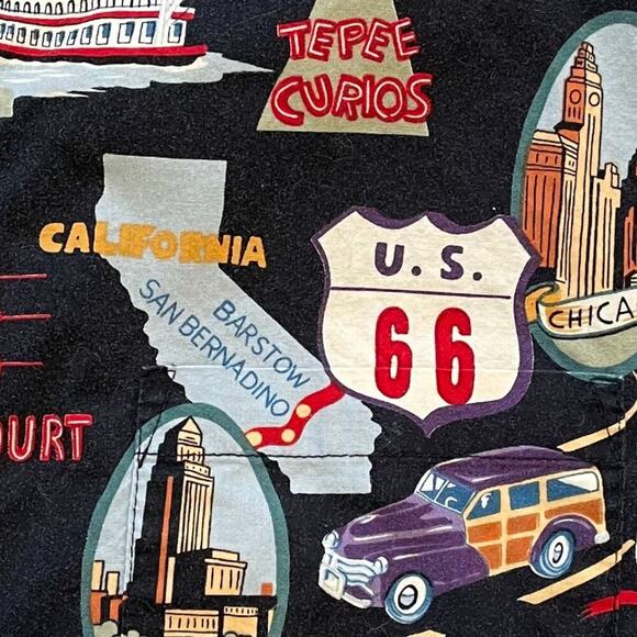High Seas Trading Co. Route 66 Landmarks Button Down Short Sleeve Hawaiian, L - Picture 5 of 14
